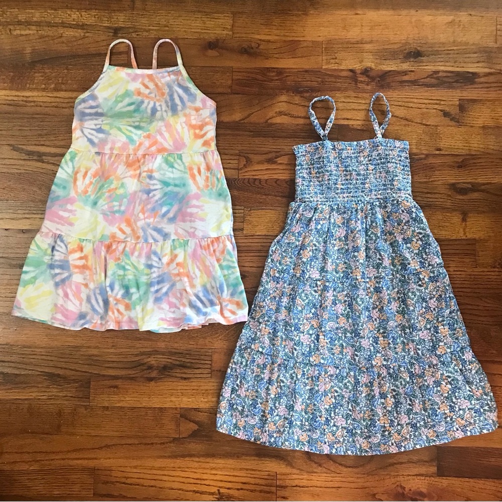 Girls Sundress Dresses 
Flower Floral & Swirling Stripe Sleeveless Spaghetti Str